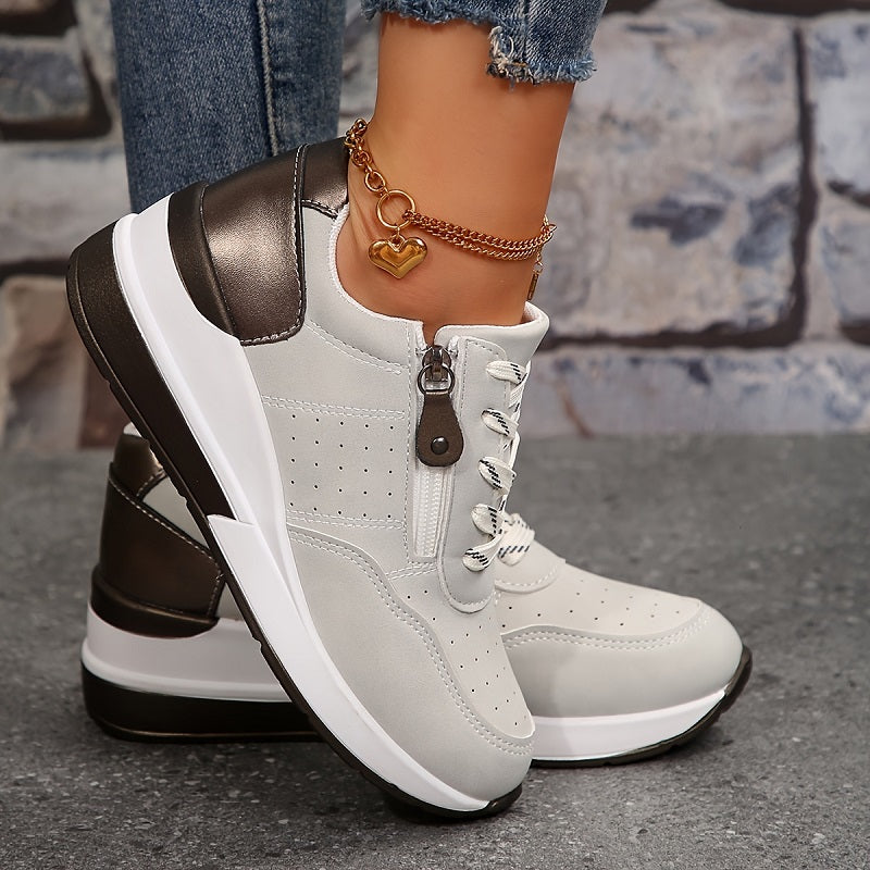 Orthopedic Women's Sneakers | Wedge Sole with Zipper & Lace-Up 4
