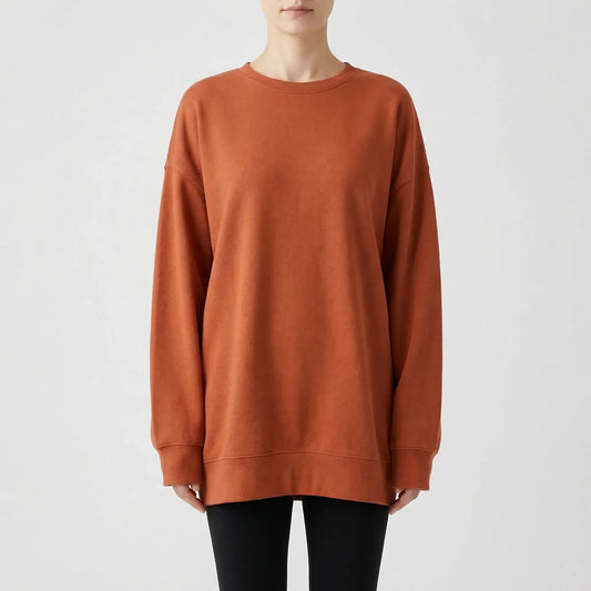 Oversized Crew Neck Jumper - Ruby