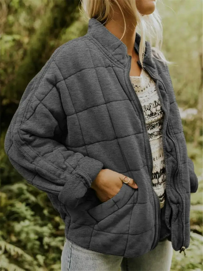 Oversized Quilted Zip-Up Jacket - Kathy