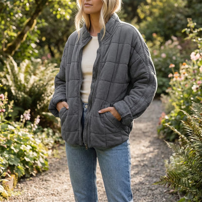 Oversized Quilted Zip-Up Jacket - Kathy