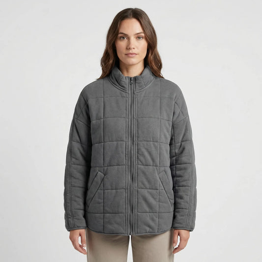 Oversized Quilted Zip-Up Jacket - Kathy