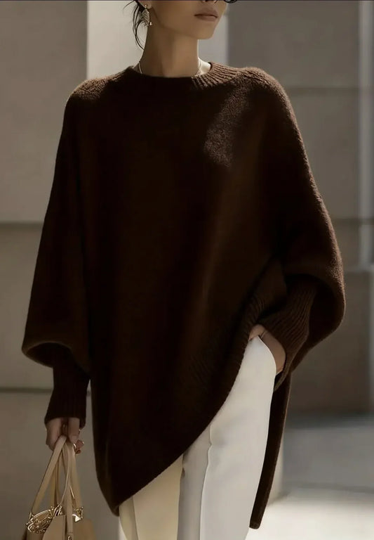 Oversized Relaxed Crew Neck Knitted Sweater - Kathryn
