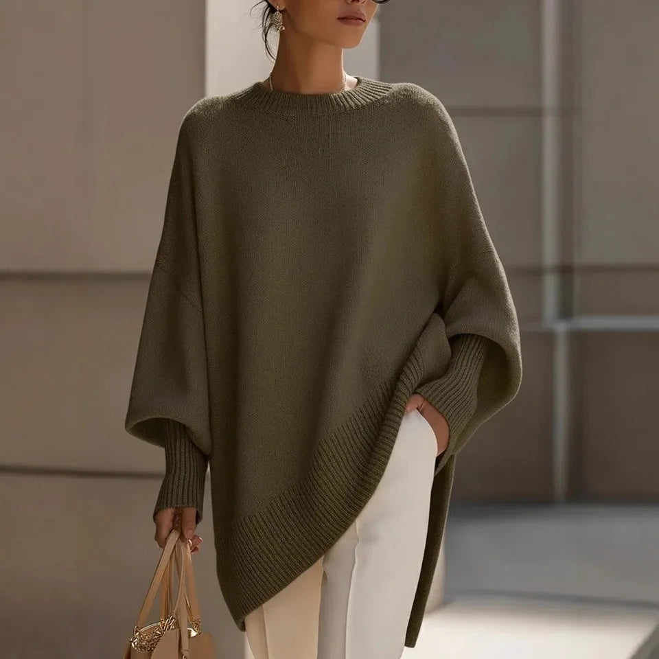Oversized Relaxed Crew Neck Knitted Sweater - Kathryn