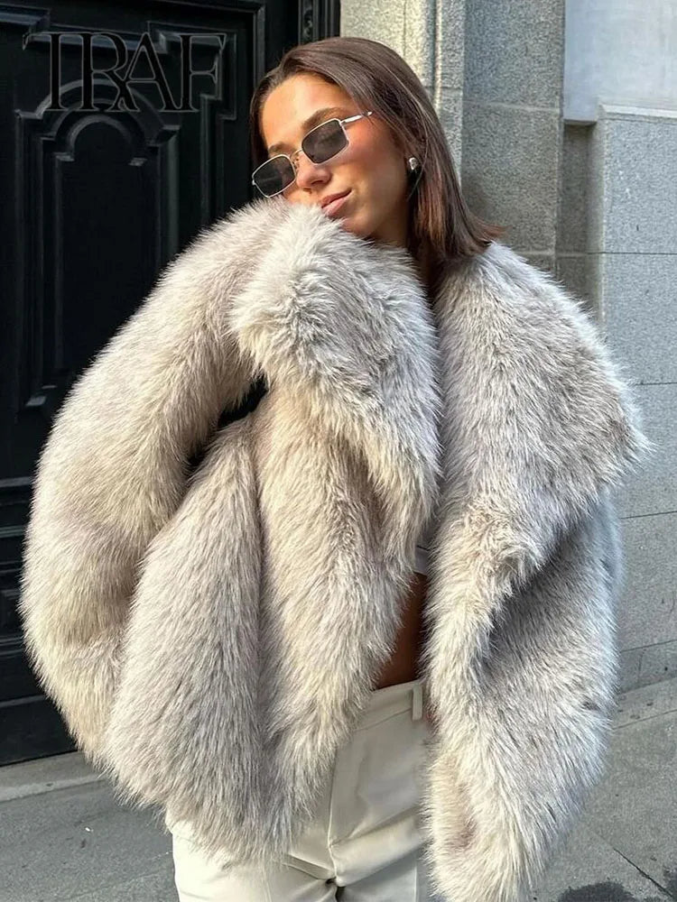 Oversized Winter Coat With Faux-Fur Finish - Elena