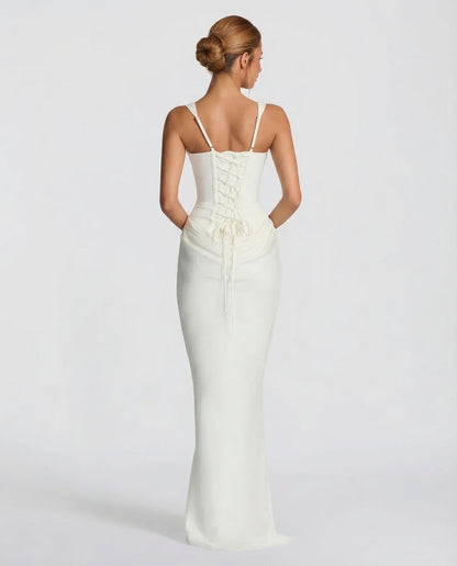 Corset Maxi Dress with Draped Skirt and Lace-Up Back 6
