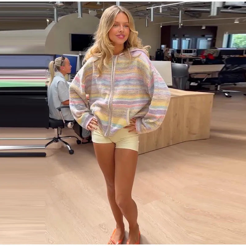 Pastel Striped Zip Jacket - Patricia