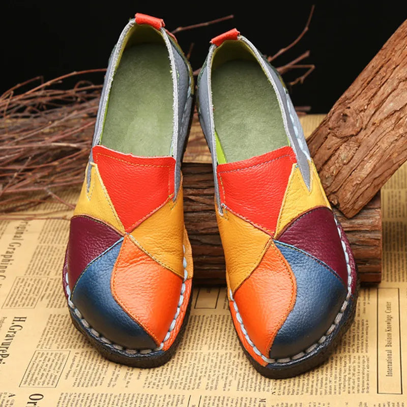 Patchwork Slip-On Flat Loafer - Cecilia