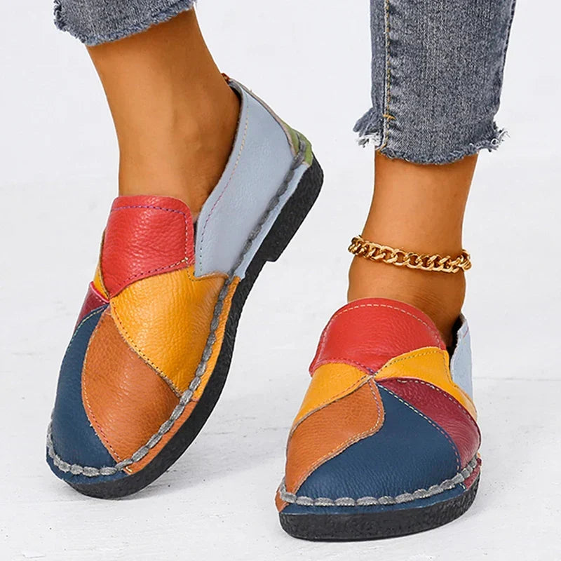 Patchwork Slip-On Flat Loafer - Cecilia