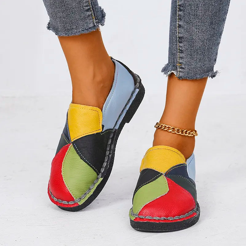 Patchwork Slip-On Flat Loafer - Cecilia