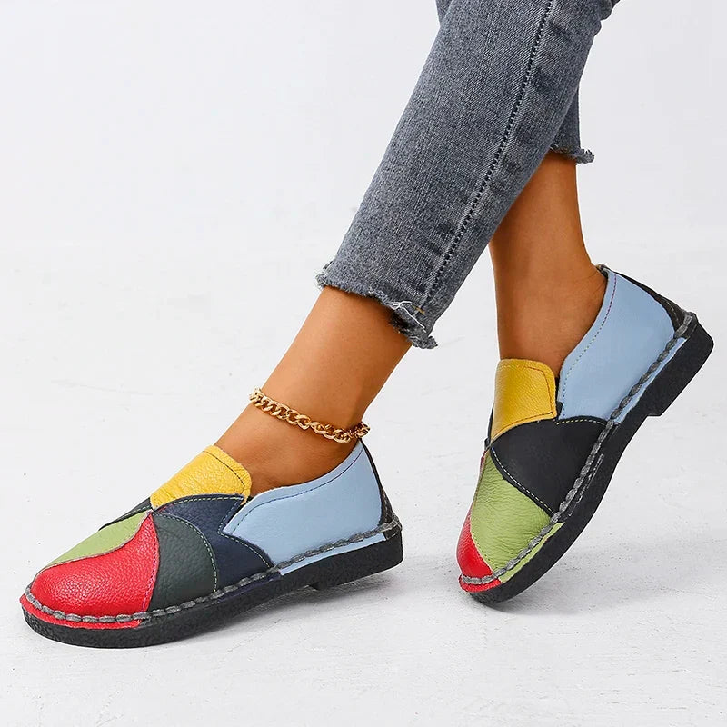 Patchwork Slip-On Flat Loafer - Cecilia