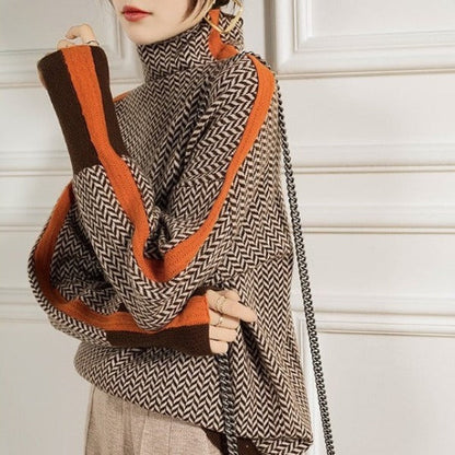 Chic High-Neck Patterned Sweater 3