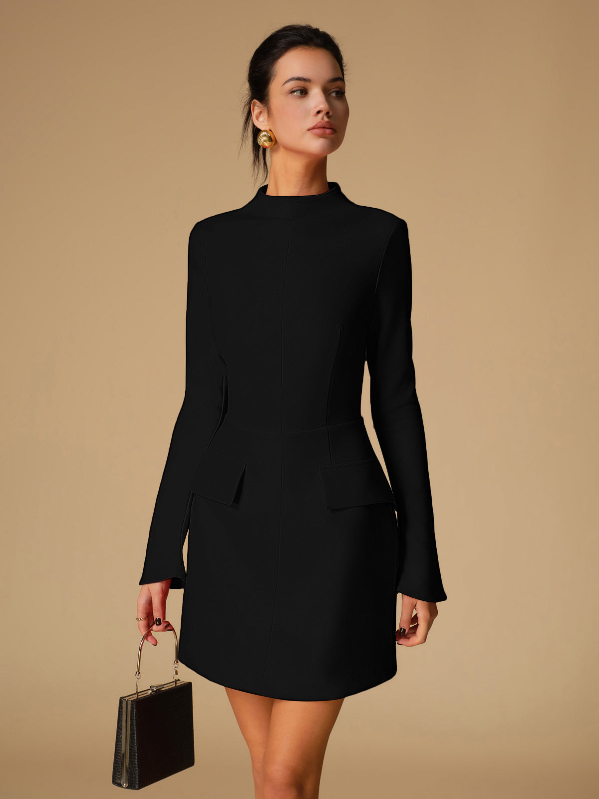 Plain Long-Sleeved Dress With A Tailored Cut - Pauline
