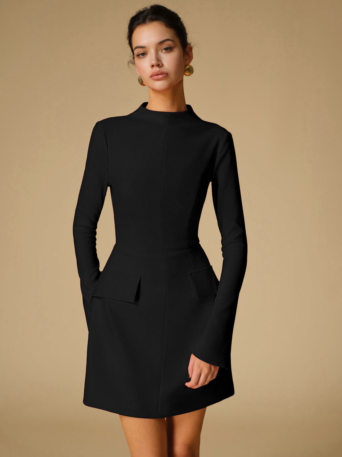 Plain Long-Sleeved Dress With A Tailored Cut - Pauline