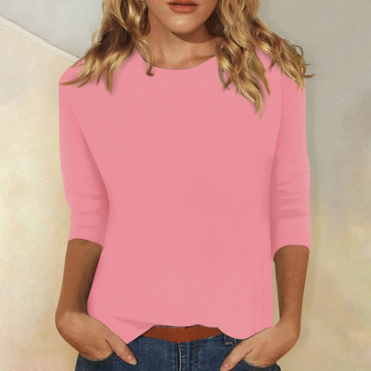Plain Women's Top With A Round Neckline - Terri