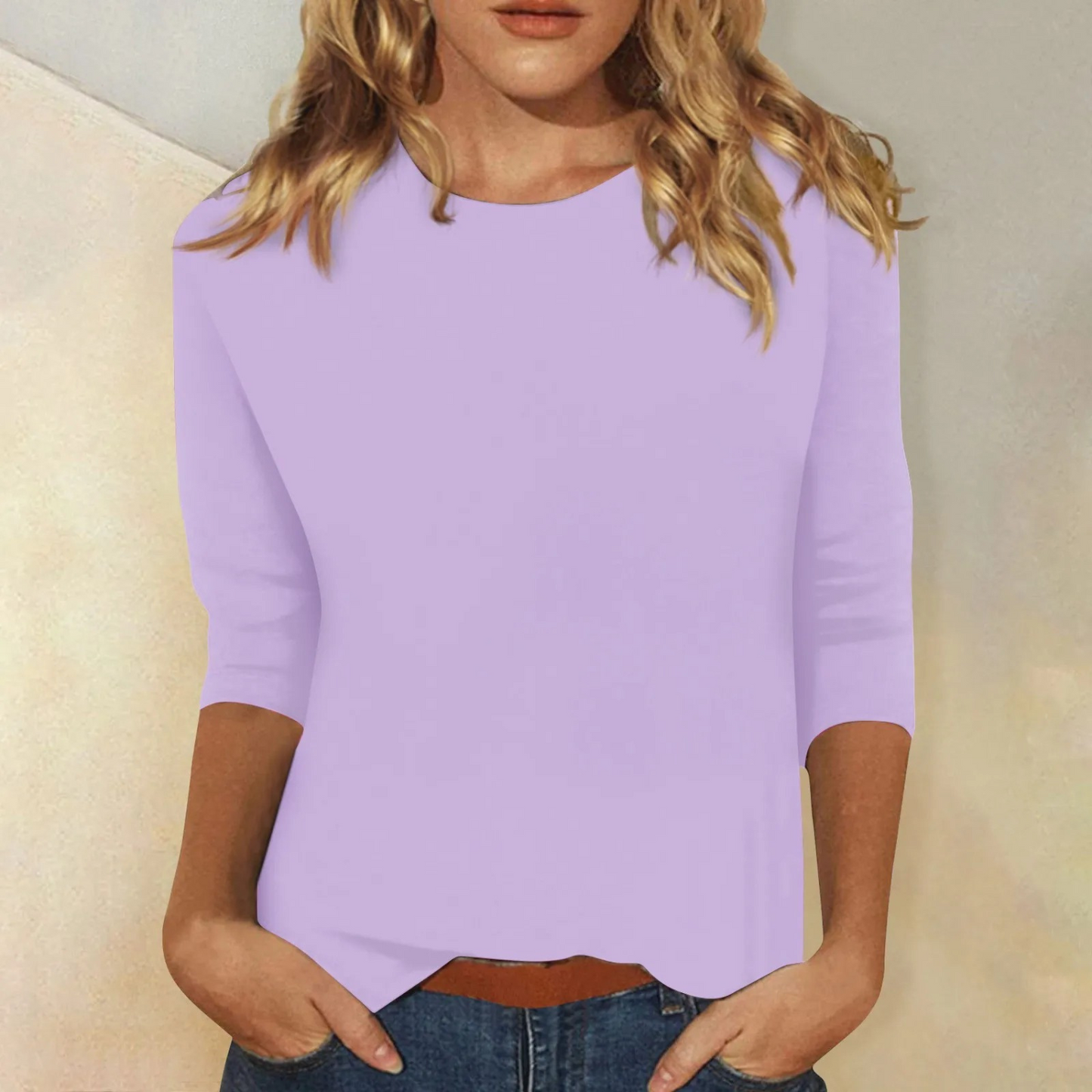 Plain Women's Top With A Round Neckline - Terri