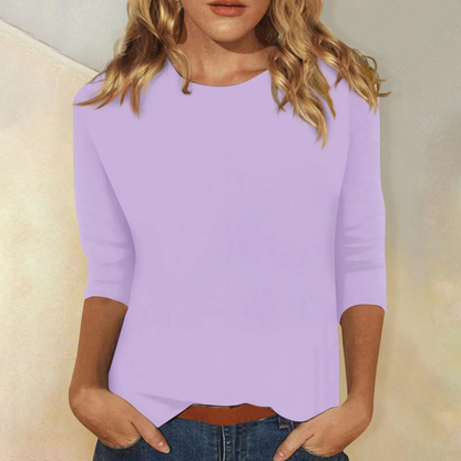 Plain Women's Top With A Round Neckline - Terri