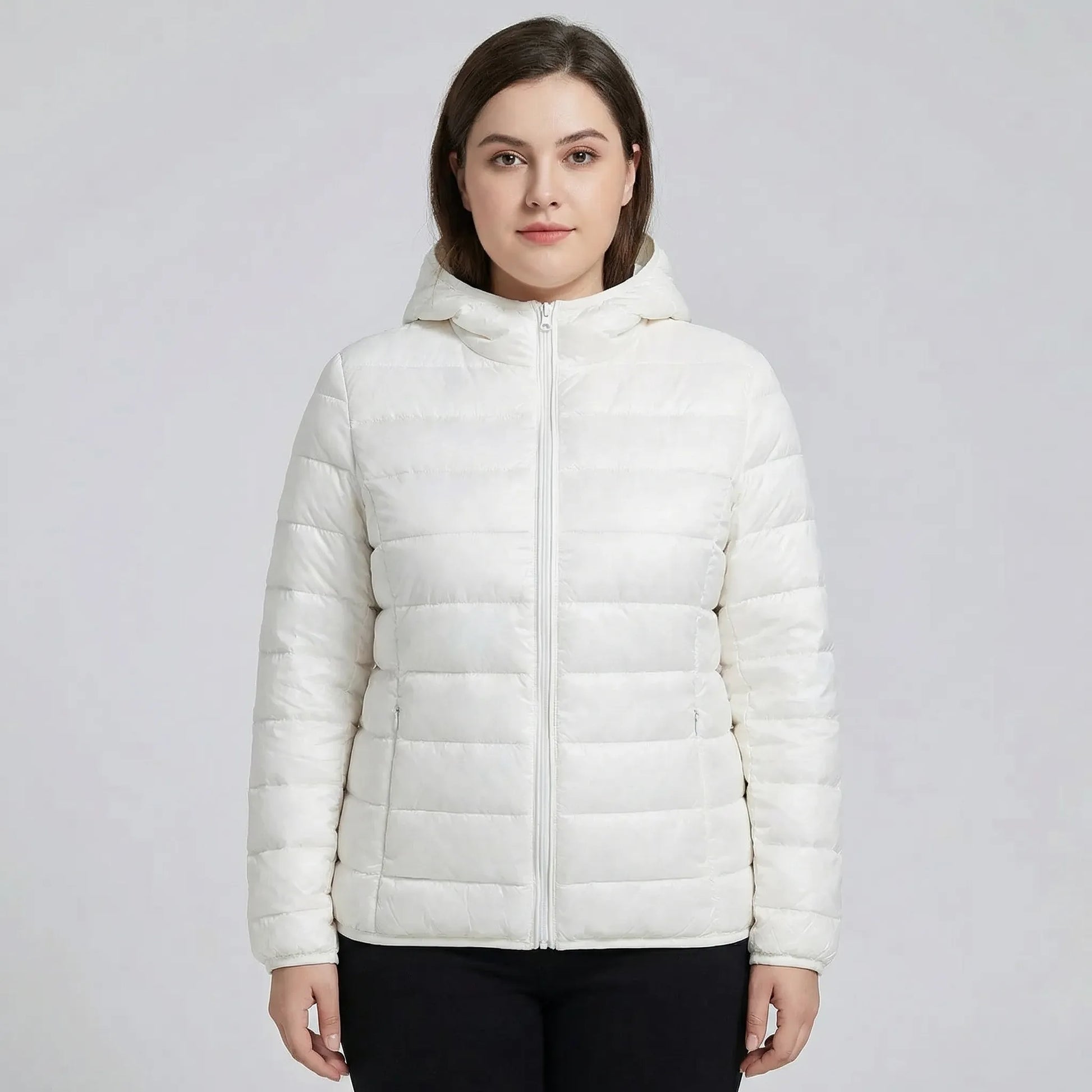 Plus-Size Insulated Zip-Up Jacket - Rose