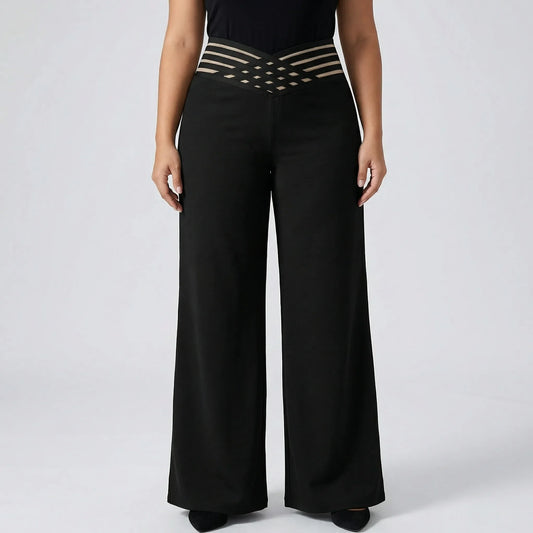 Plus-Size Stretchy Wide-Leg Bottoms - Joanna