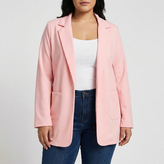 Plus Size Open-Front Lapel Blazer - Louise