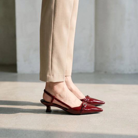 Pointed Slingback Kitten Heels - Victoria