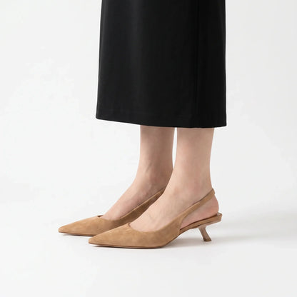 Pointed Toe Low Heel Slingback Sandals - Carrie