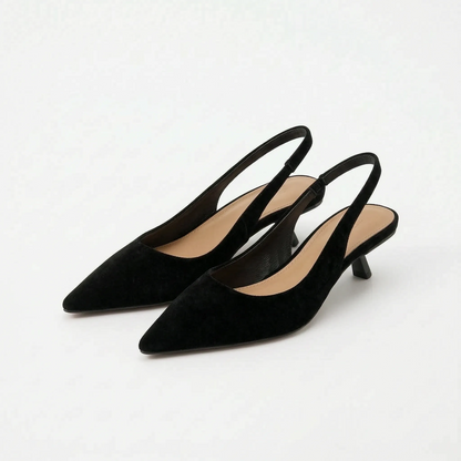 Pointed Toe Low Heel Slingback Sandals - Carrie
