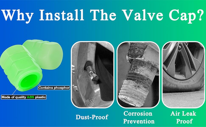 Set of 4 Glow-in-the-Dark Valve Caps with Logo – LuxaGlow