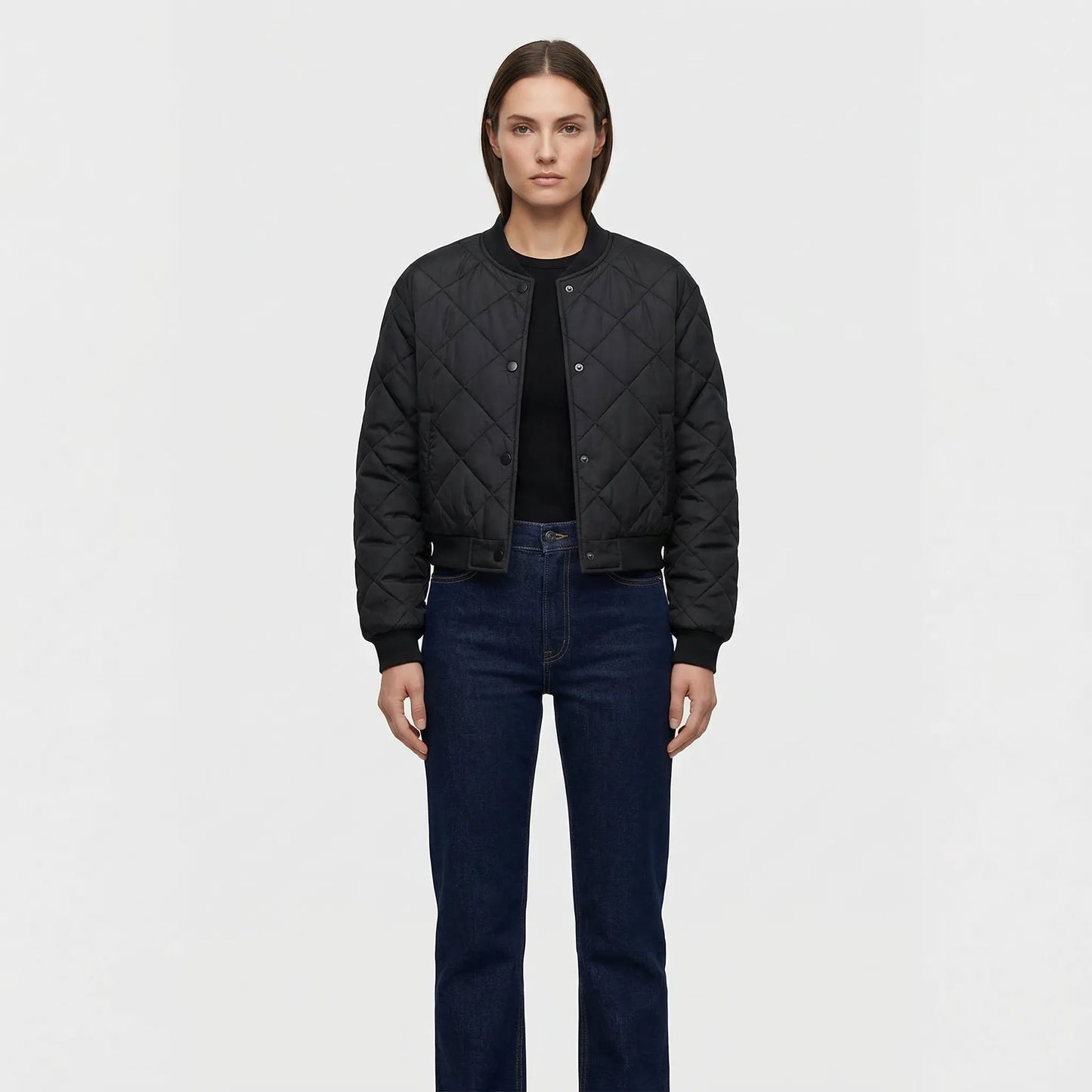 Quilted Cropped Bomber Jacket - Marcella