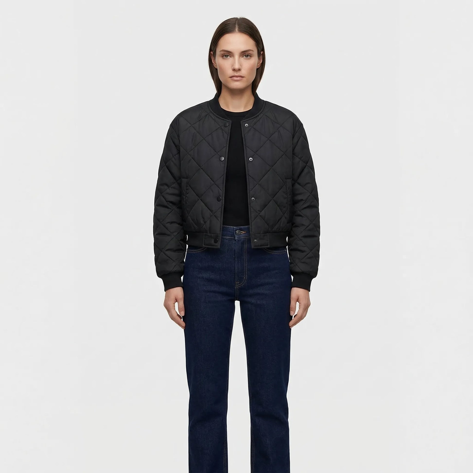 Quilted Cropped Bomber Jacket - Marcella
