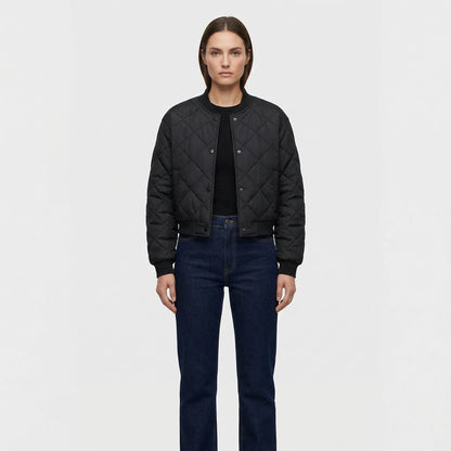 Quilted Cropped Bomber Jacket - Marcella