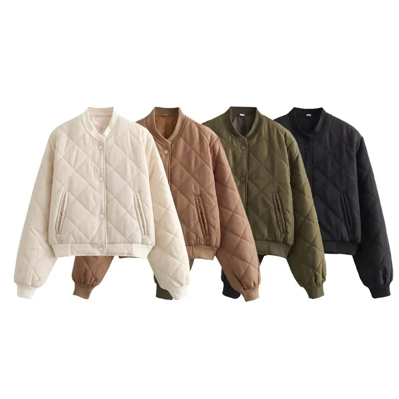 Quilted Cropped Bomber Jacket - Marcella