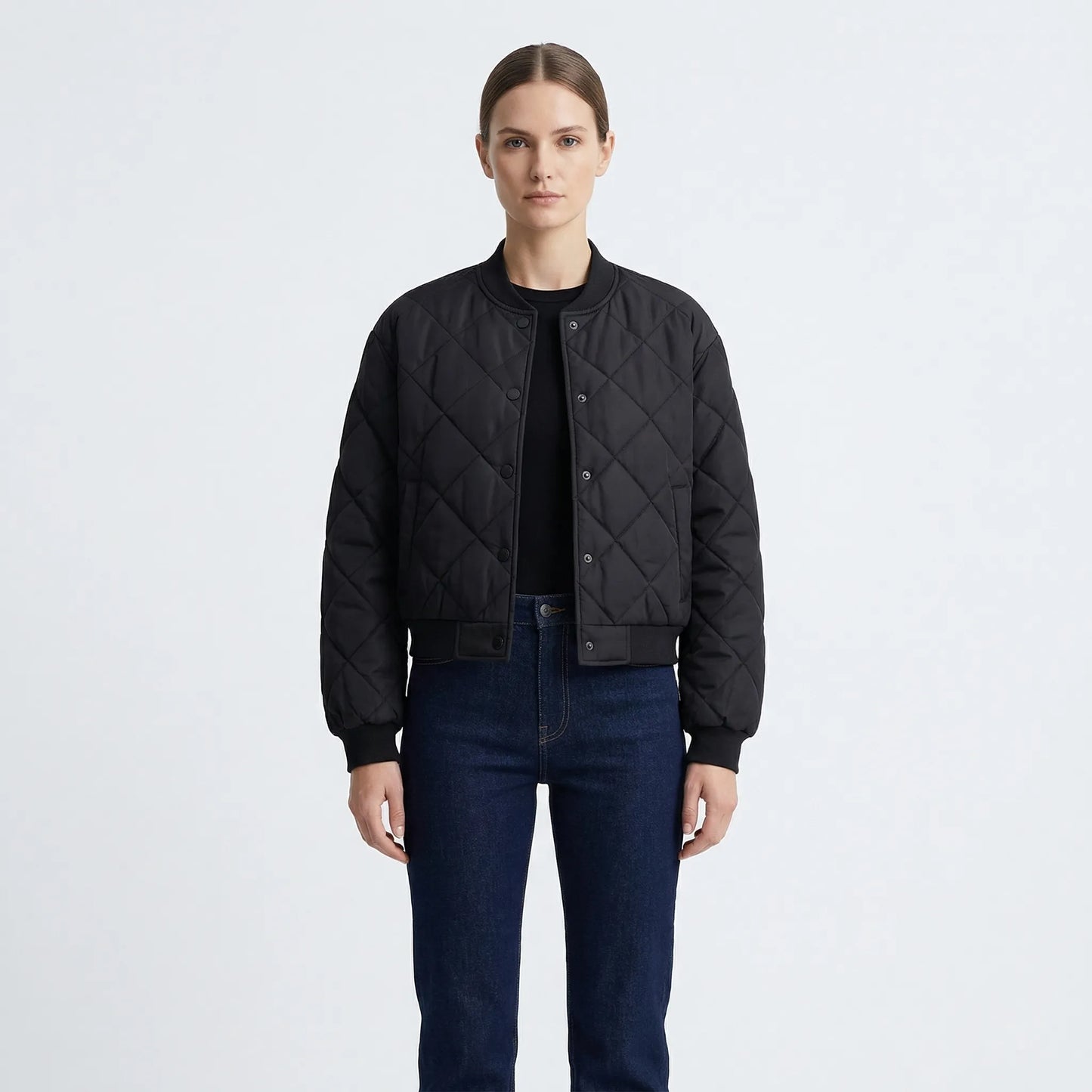 Quilted Cropped Bomber Jacket - Marcella