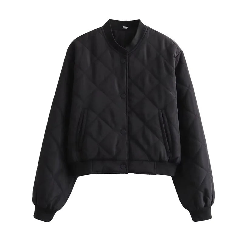 Quilted Cropped Bomber Jacket - Marcella