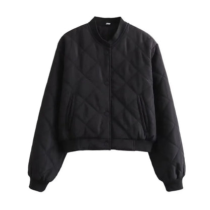 Quilted Cropped Bomber Jacket - Marcella