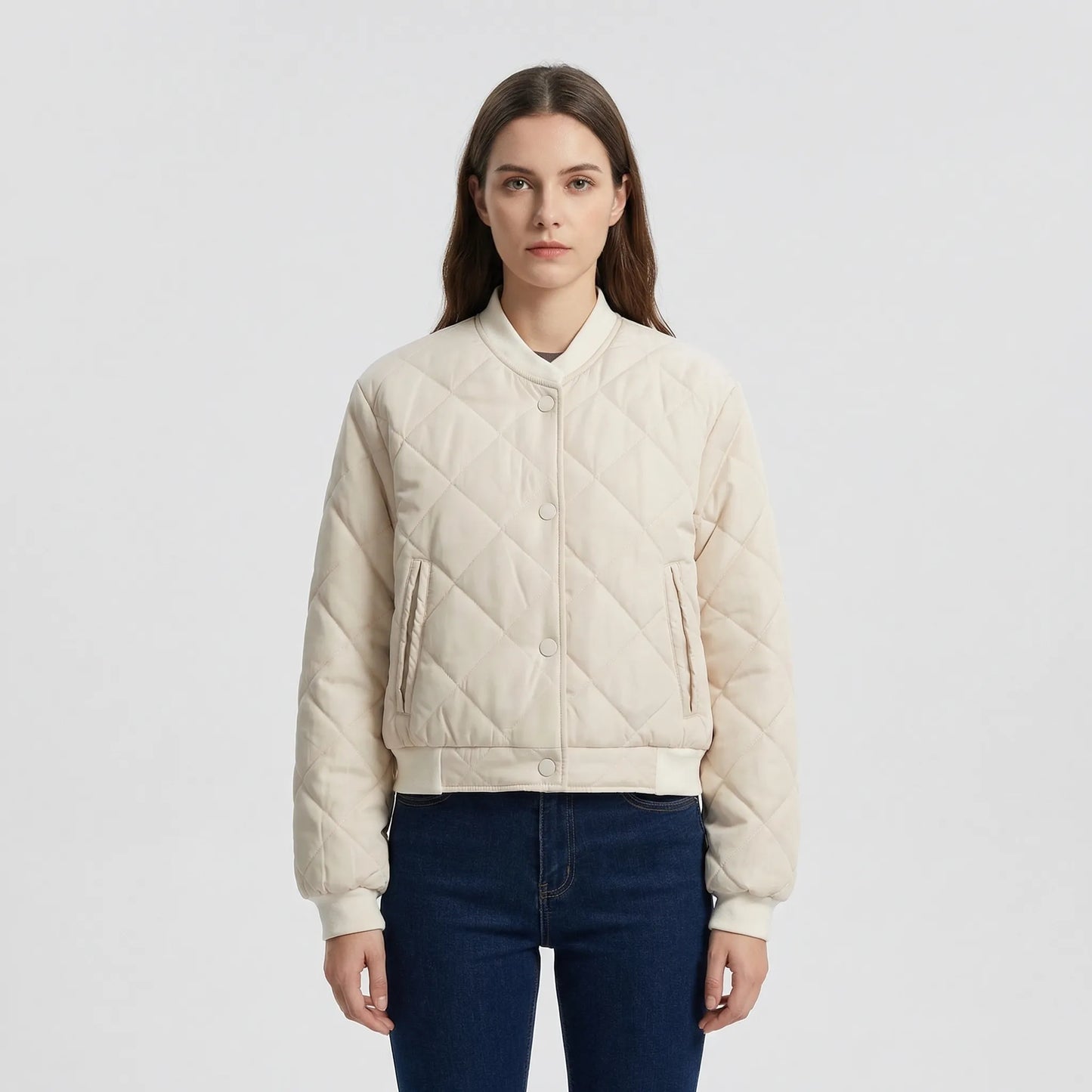 Quilted Cropped Bomber Jacket - Marcella