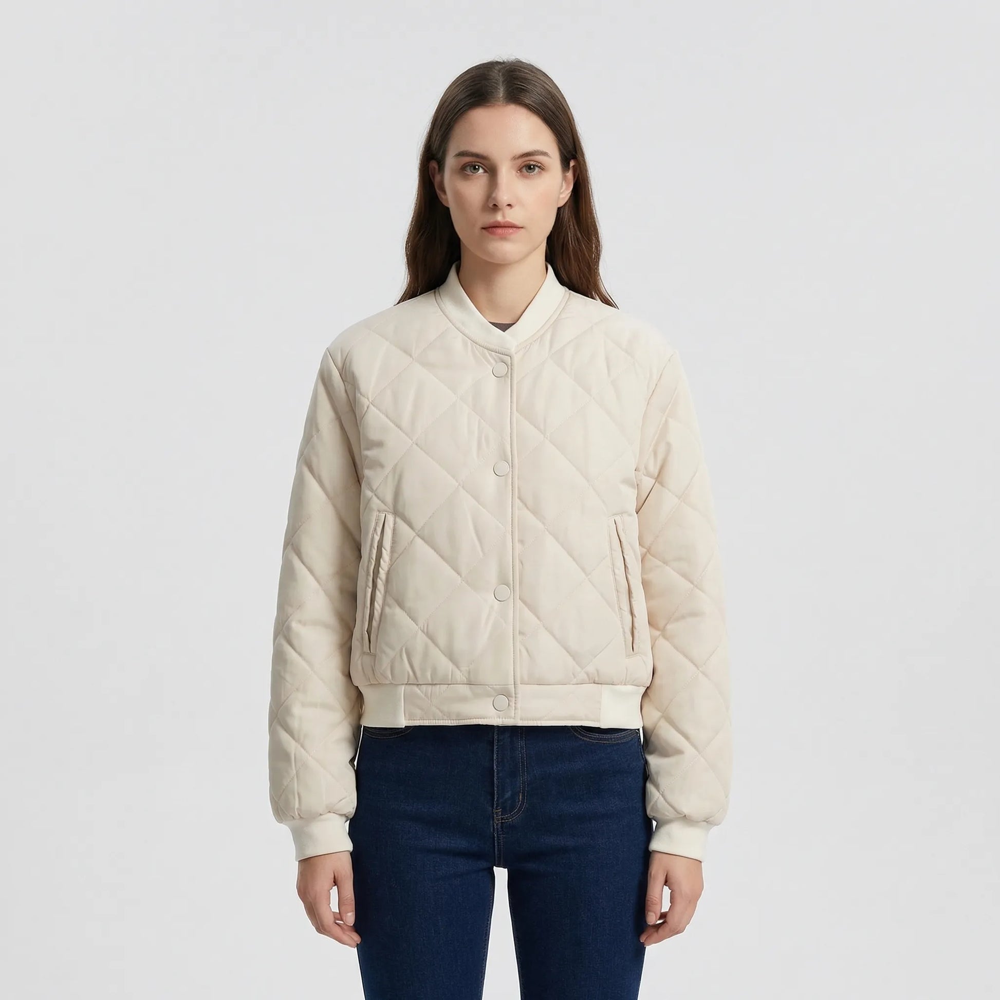 Quilted Cropped Bomber Jacket - Marcella