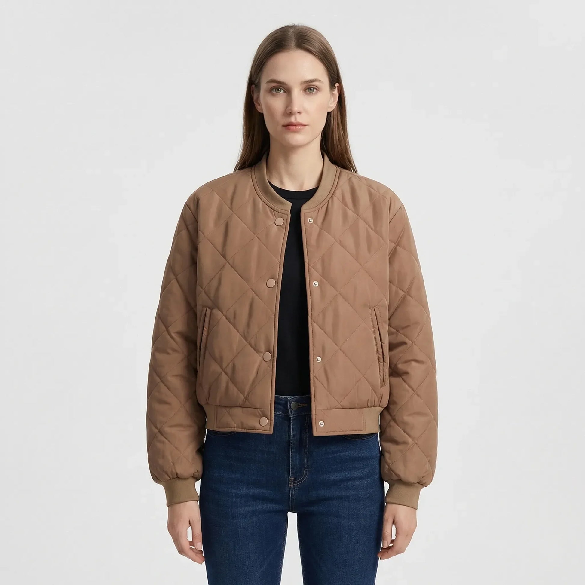 Quilted Cropped Bomber Jacket - Marcella