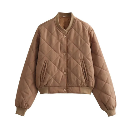 Quilted Cropped Bomber Jacket - Marcella
