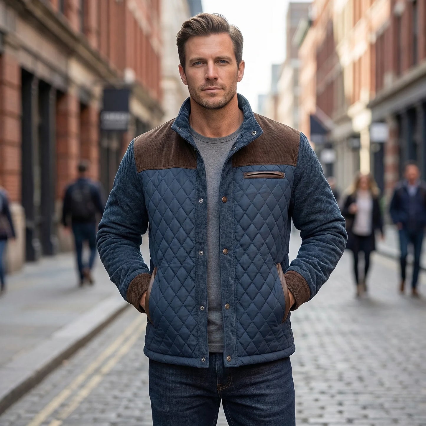 Quilted Front Panel Men's Jacket - Kenneth