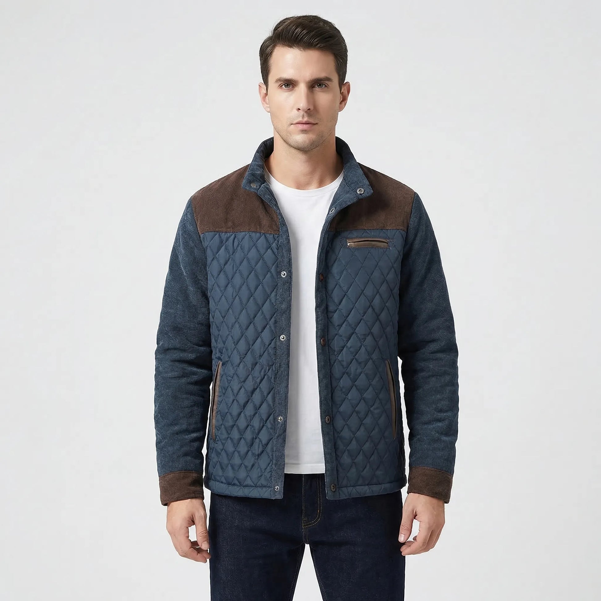 Quilted Front Panel Men's Jacket - Kenneth
