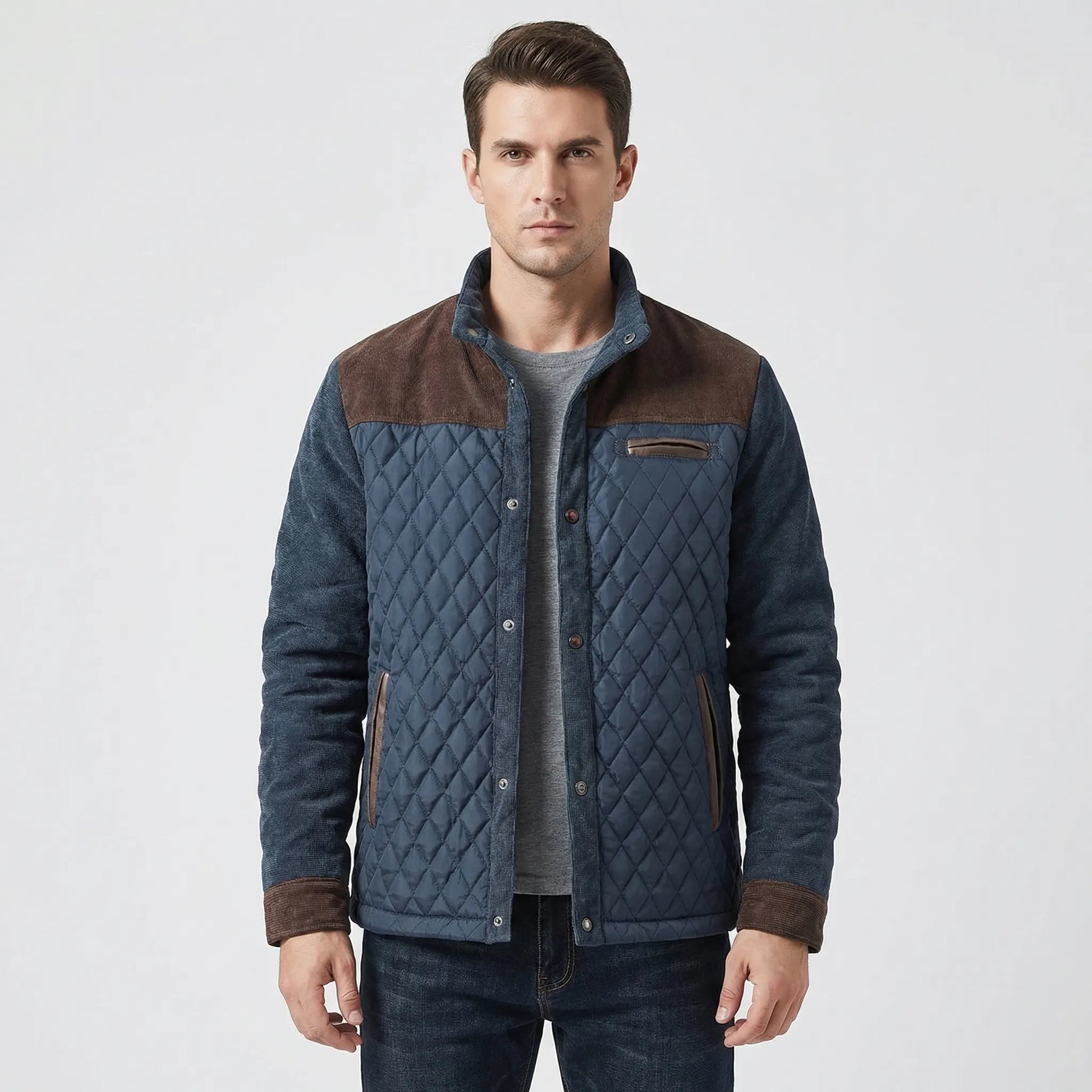 Quilted Front Panel Men's Jacket - Kenneth