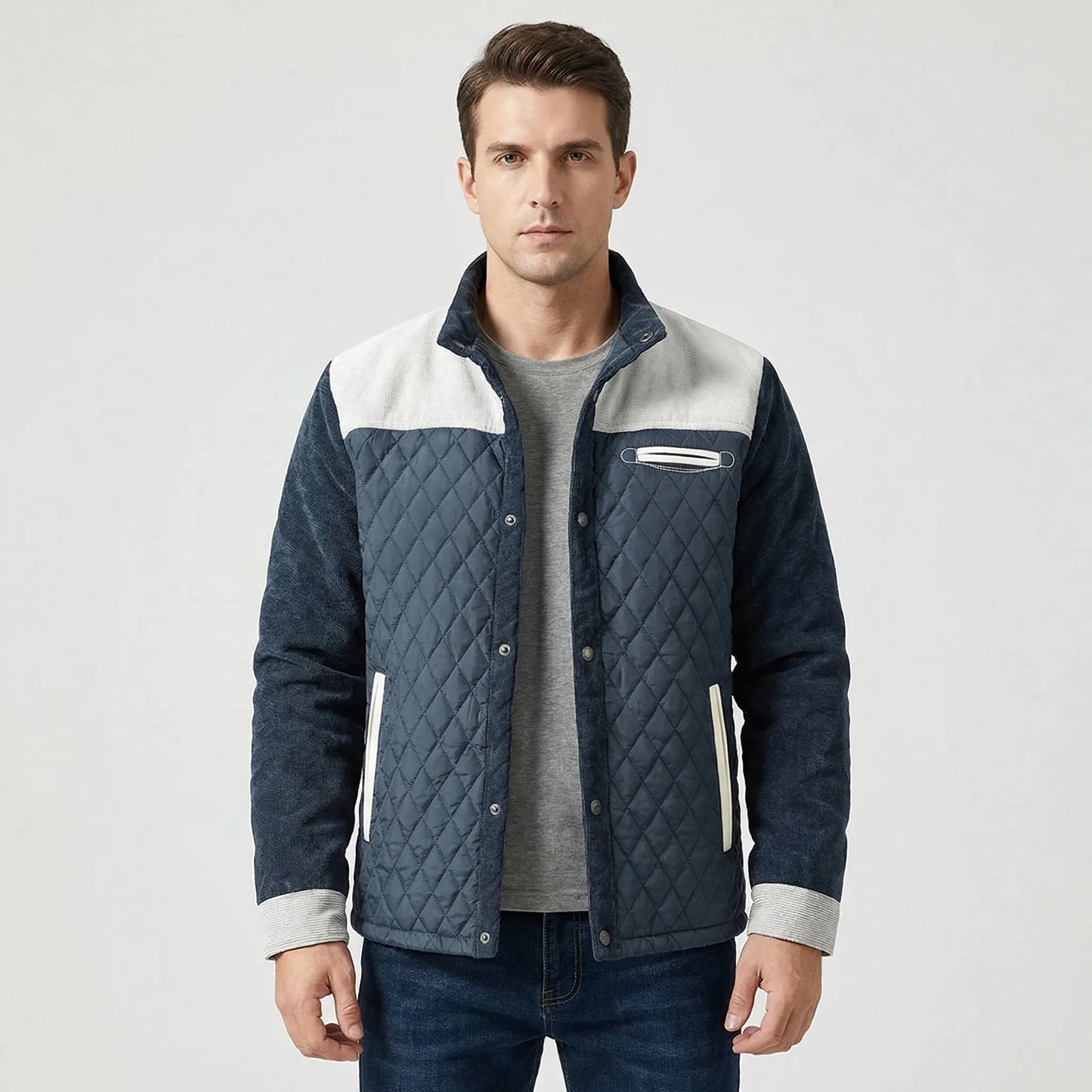Quilted Front Panel Men's Jacket - Kenneth