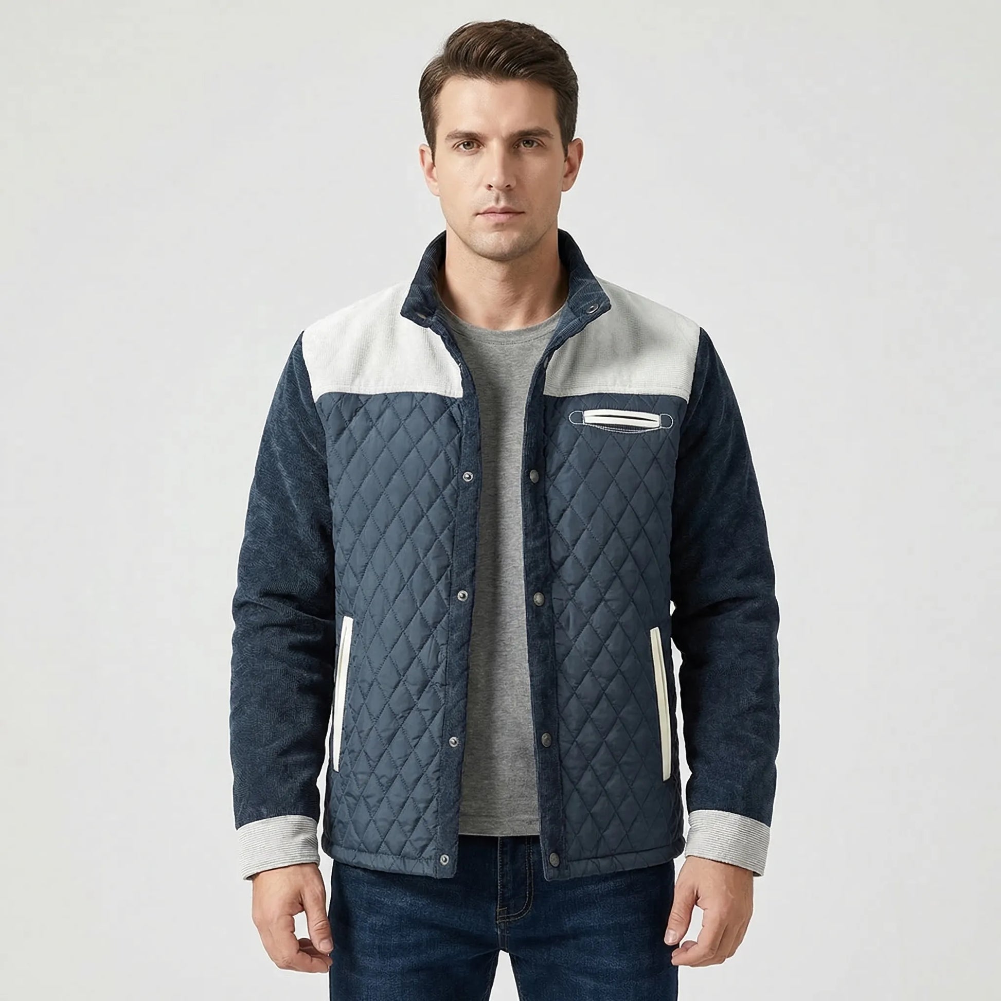 Quilted Front Panel Men's Jacket - Kenneth