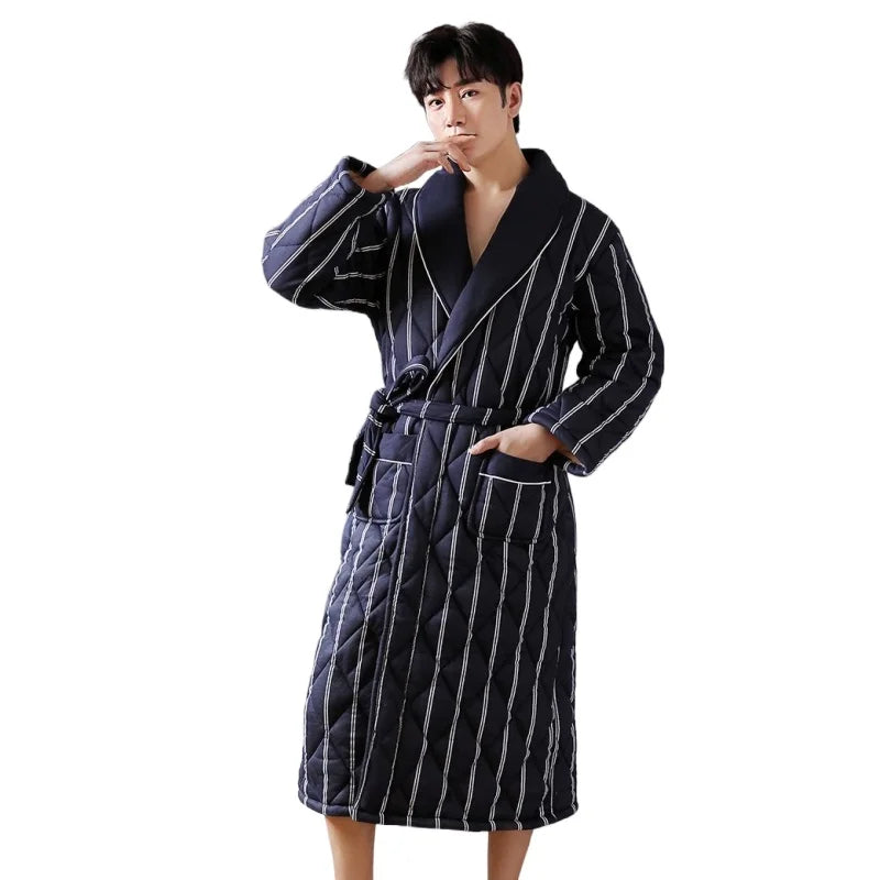 Quilted Three-Layer Long Dressing Gown - Wade