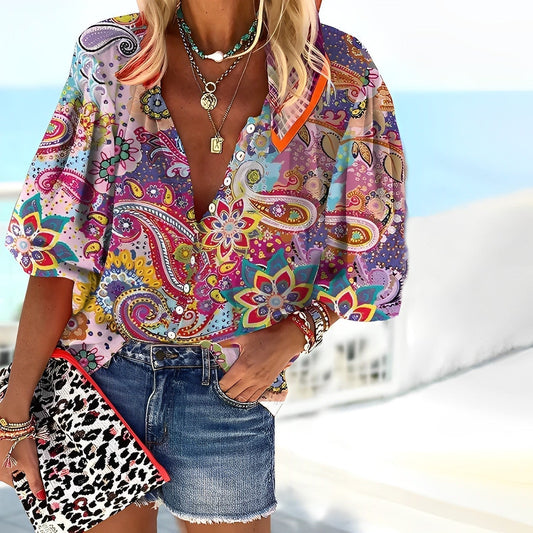 Relaxed-Fit Blouse With Paisley Print - Marjorie