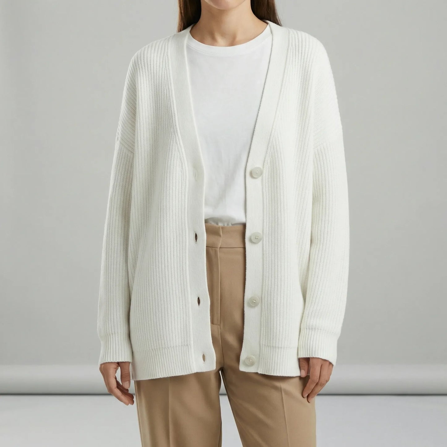 Relaxed Fit Button-Front Cardigan - Jamila