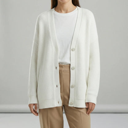Relaxed Fit Button-Front Cardigan - Jamila