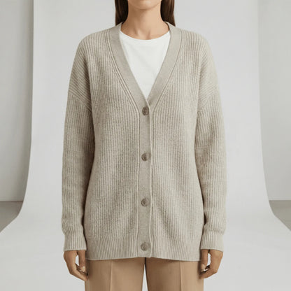 Relaxed Fit Button-Front Cardigan - Jamila