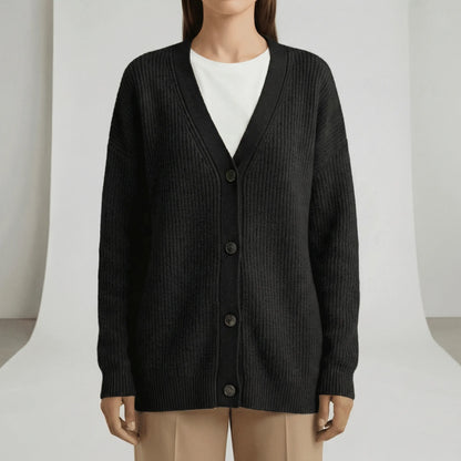 Relaxed Fit Button-Front Cardigan - Jamila
