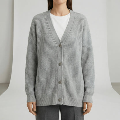 Relaxed Fit Button-Front Cardigan - Jamila